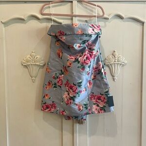 NWT Lulu’s Floral Strapless Dress bow back size large